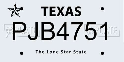 PJB4751 Texas License Plate