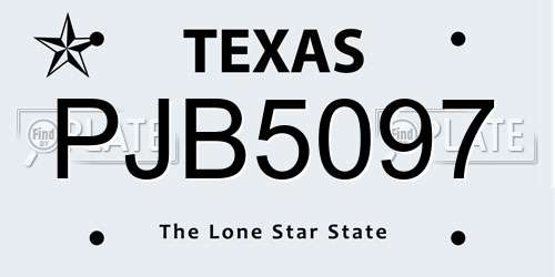 PJB5097 Texas License Plate