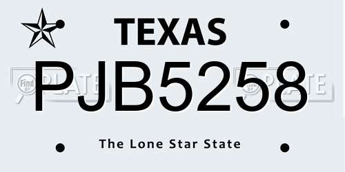 PJB5258 Texas License Plate