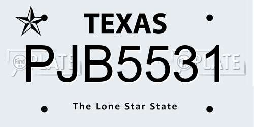 PJB5531 Texas License Plate