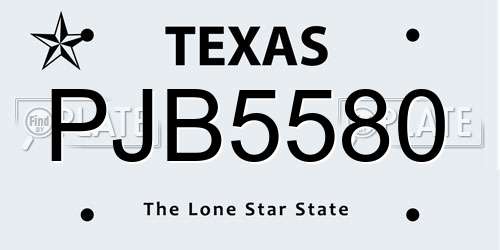 PJB5580 Texas License Plate