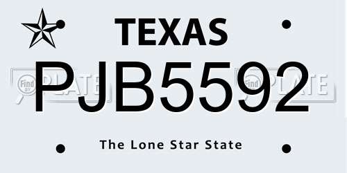 PJB5592 Texas License Plate