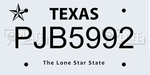 PJB5992 Texas License Plate