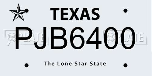 PJB6400 Texas License Plate