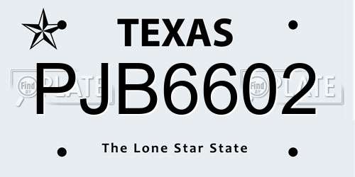 PJB6602 Texas License Plate