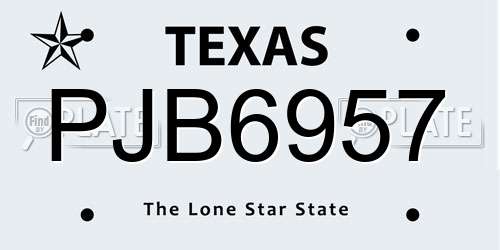 PJB6957 Texas License Plate