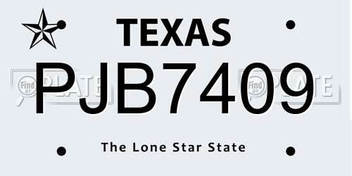 PJB7409 Texas License Plate
