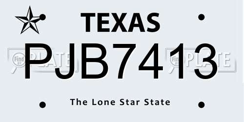 PJB7413 Texas License Plate