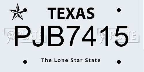 PJB7415 Texas License Plate