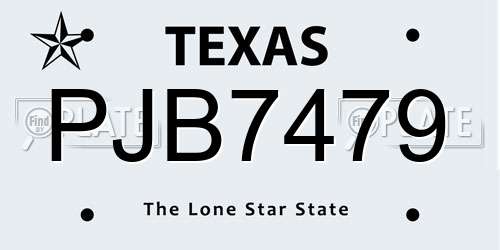 PJB7479 Texas License Plate