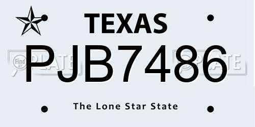 PJB7486 Texas License Plate