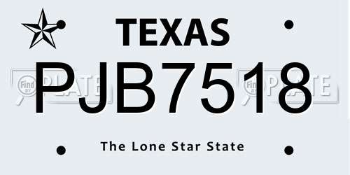 PJB7518 Texas License Plate