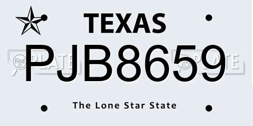 PJB8659 Texas License Plate