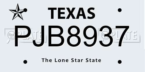 PJB8937 Texas License Plate