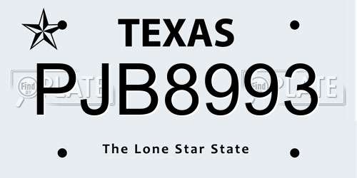 PJB8993 Texas License Plate