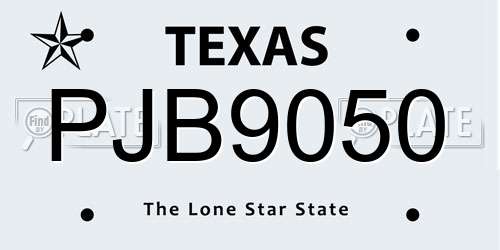 PJB9050 Texas License Plate