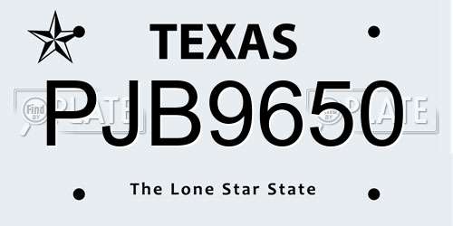 PJB9650 Texas License Plate