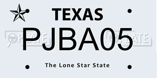 PJBA05 Texas License Plate