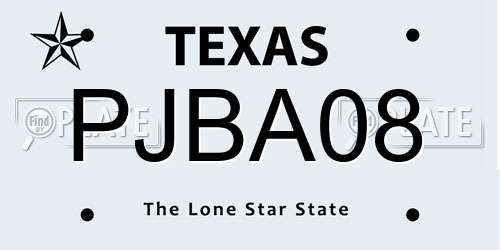 PJBA08 Texas License Plate