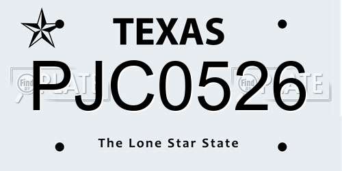 PJC0526 Texas License Plate