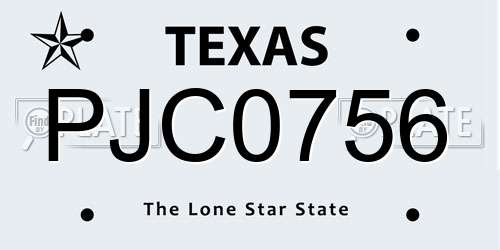 PJC0756 Texas License Plate
