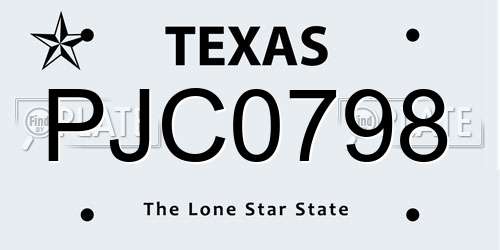 PJC0798 Texas License Plate