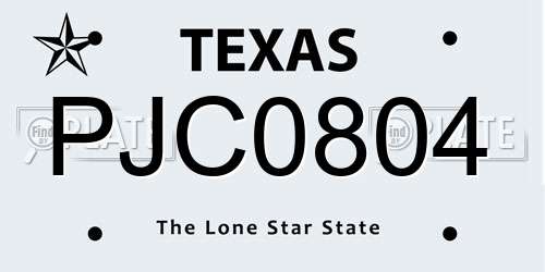 PJC0804 Texas License Plate