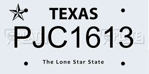 PJC1613 Texas License Plate