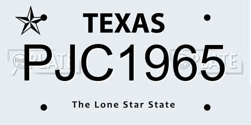 PJC1965 Texas License Plate