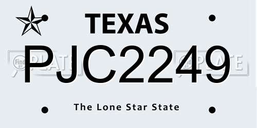 PJC2249 Texas License Plate