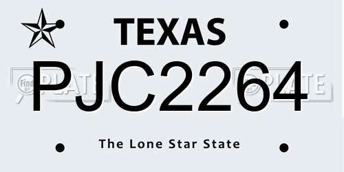 PJC2264 Texas License Plate