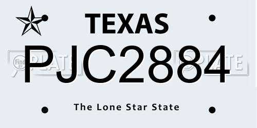 PJC2884 Texas License Plate
