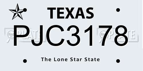 PJC3178 Texas License Plate