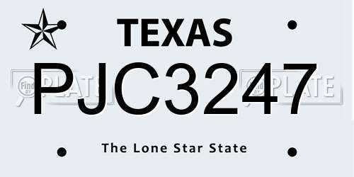 PJC3247 Texas License Plate