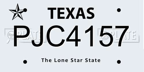 PJC4157 Texas License Plate