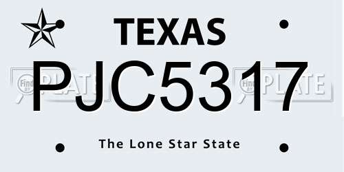 PJC5317 Texas License Plate