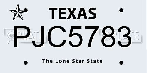 PJC5783 Texas License Plate