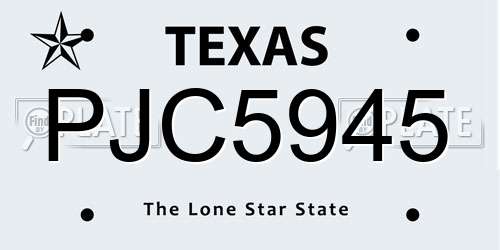 PJC5945 Texas License Plate