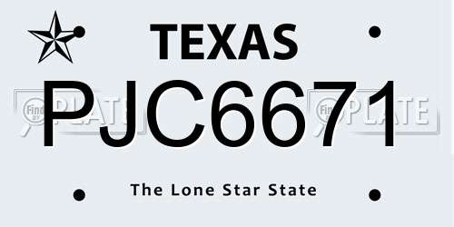 PJC6671 Texas License Plate