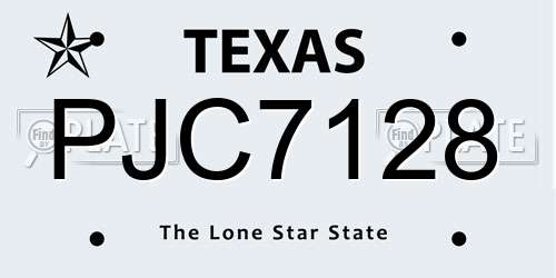 PJC7128 Texas License Plate