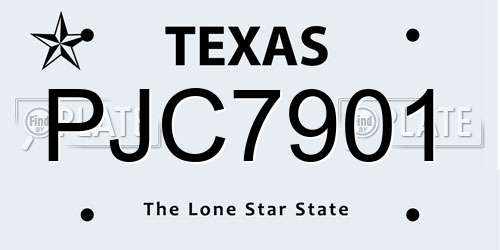 PJC7901 Texas License Plate