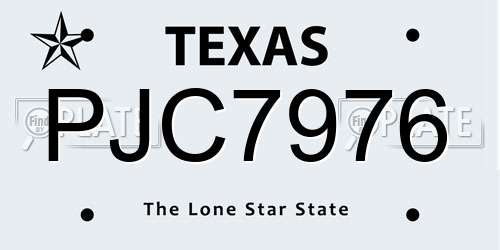 PJC7976 Texas License Plate