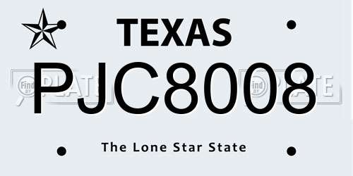 PJC8008 Texas License Plate