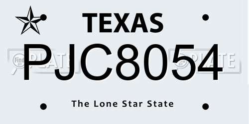 PJC8054 Texas License Plate