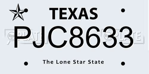 PJC8633 Texas License Plate