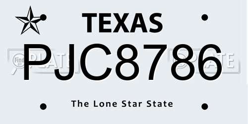 PJC8786 Texas License Plate