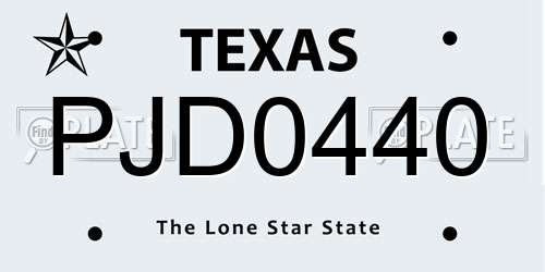 PJD0440 Texas License Plate