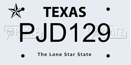 PJD129 Texas License Plate