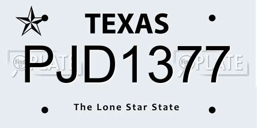 PJD1377 Texas License Plate