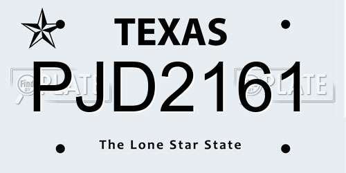 PJD2161 Texas License Plate